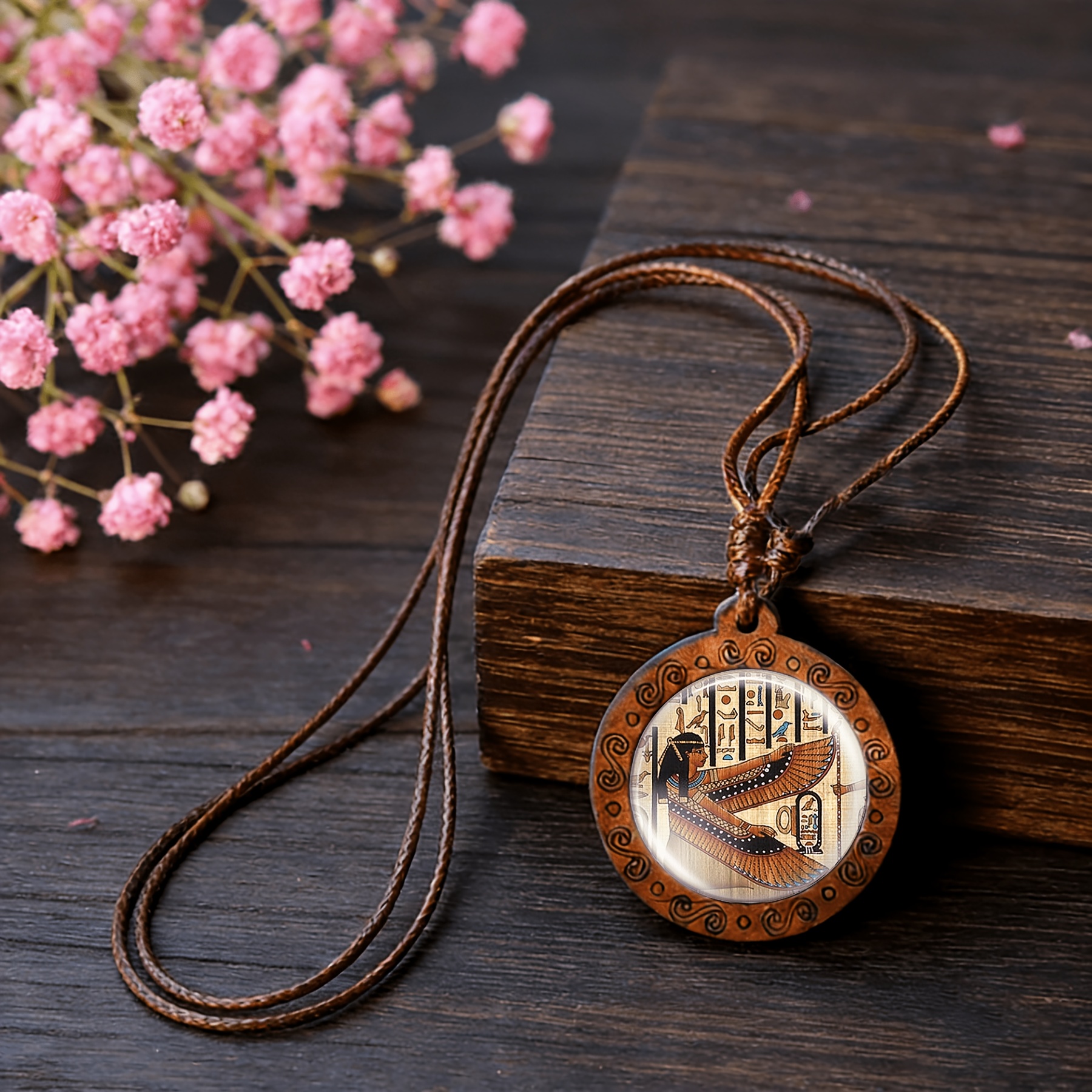 Handmade Vintage Pendant Necklace, Exquisite Carved Design